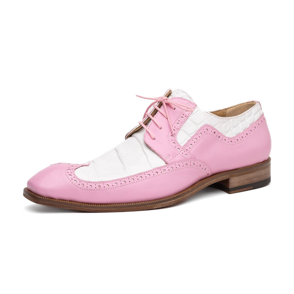 Mauri Goodfella 3258 Men's Shoes Taste of Berry & White Exotic Alligator / Calf-Skin Leather Wing-tip Derby Oxfords (MA5599)-AmbrogioShoes