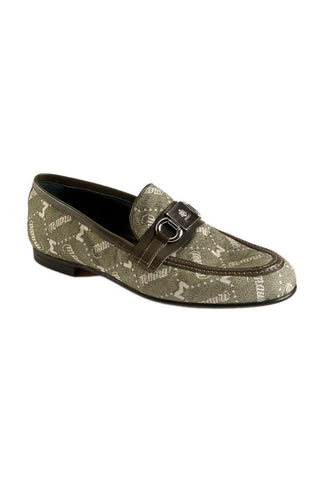 Mauri Green Fabric / Calf-Skin Leather Loafers 4891 (MAO1031)-AmbrogioShoes