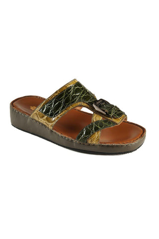 Mauri Green & Khaki Crocodile Sandals 5052(MAO1053)-AmbrogioShoes