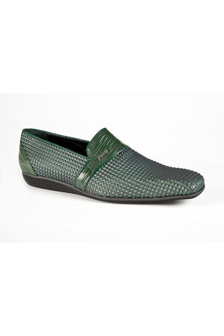 Mauri Green Teju Lizard / Fabric Texture Embossed -Casual Moccasins 2191-1 (MAO1040)-AmbrogioShoes