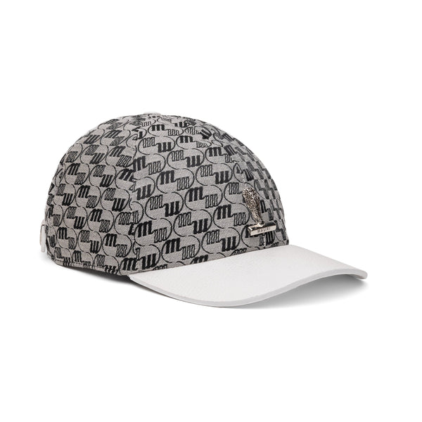 Mauri H65 Men's Black, Gray & White Double M Fabric / Time Leather Hat (MAH1045)-AmbrogioShoes