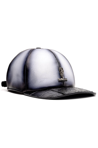 Mauri H65 Men's Black & White Crocodile / Nappa Leather Hat (MAH1041)