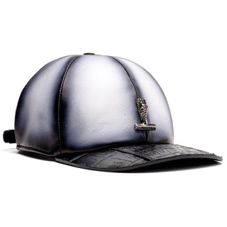 Mauri H65 Men's Black & White Exotic Crocodile / Nappa Leather Hat (MAH1041) (Special Order)-AmbrogioShoes