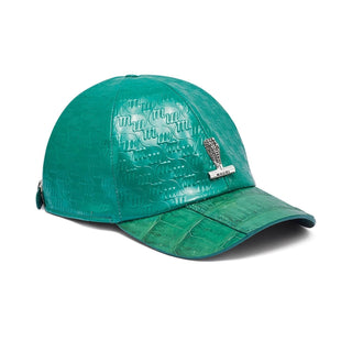 Mauri H65 Men's Leaf Green Exotic Crocodile / Patent Embossed Leather Hat (MAH1013) (Special Order)-AmbrogioShoes