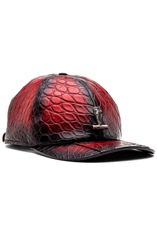 Mauri H65 Men's Red with Black Finished Exotic Alligator Hat (MAH1043)-AmbrogioShoes