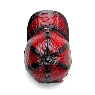 Mauri H65 Men's Red with Black Finished Exotic Alligator Hat (MAH1043) (Special Order)-AmbrogioShoes