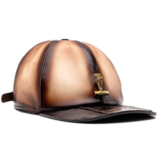 Mauri H65 Men's Sport Rust & Dune Exotic Crocodile / Nappa Leather Hat (MAH1042) (Special Order)-AmbrogioShoes