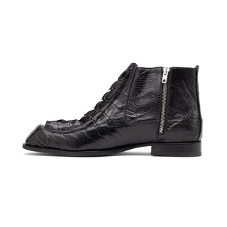 Mauri Havok 3299 Men's Shoes Black Exotic Ostrich Leg / Hornback Split-Toe Boots (MA5589)-AmbrogioShoes