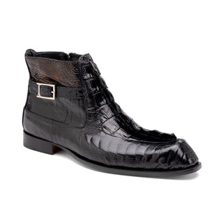 Mauri Havok 3299 Men's Shoes Black Exotic Ostrich Leg / Hornback Split-Toe Boots (MA5589)(Special Order)-AmbrogioShoes