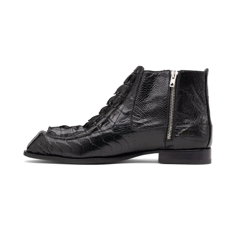 Mauri 3299 Men's Shoes Black Exotic Ostrich Leg / Hornback Split-Toe Dress Boots (MA5589)-AmbrogioShoes