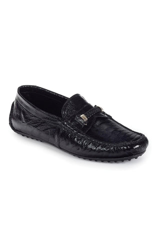 Mauri Hayez Ostrich Leg Black Moccasins Art 3425 (MA4703)-AmbrogioShoes