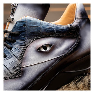 Mauri Hazard 8596/4 Men's Shoes Exotic Hornback / Nappa Leather Sneakers (MA5644)(Special Order)-AmbrogioShoes