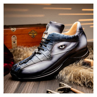 Mauri Hazard 8596/4 Men's Shoes Exotic Hornback / Nappa Leather Sneakers (MA5644)(Special Order)-AmbrogioShoes