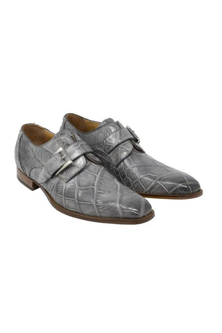 Mauri High-Speed Grey Burnished Alligator Monk-Straps Loafers 3054 (MA5101)-AmbrogioShoes