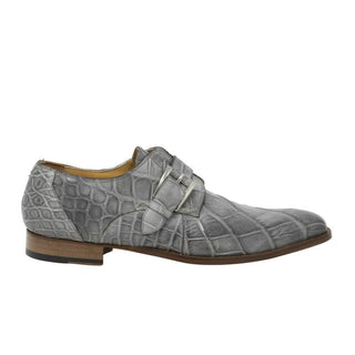 Mauri High-Speed Men's Designer Shoes Grey Burnished Alligator Monk-Straps Loafers 3054 (MA5101) (Special Order)-AmbrogioShoes
