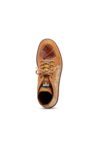 Mauri Highlander 4994 Mustard Brown Exotic Ostrich Leg / Crocodile / Calf-Skin Leather Boots (MA5503)-AmbrogioShoes