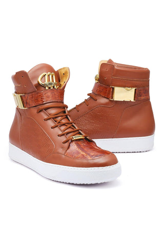 Mauri Hitman 8500 Exotic Crocodile Skin & Nappa Leather High-Top Sneakers (MA5277)-AmbrogioShoes