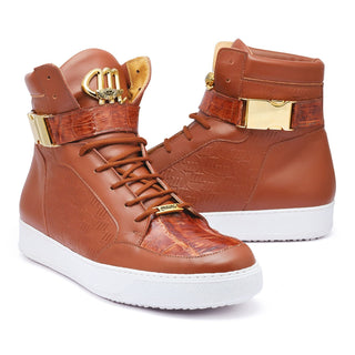 Mauri Hitman 8500 Men's Shoes Exotic Crocodile Skin & Nappa Leather High-Top Sneakers (MA5277)(Special Order)-AmbrogioShoes