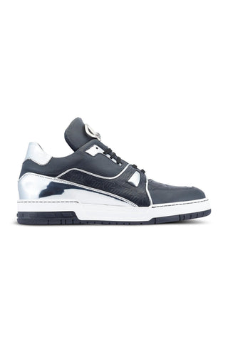 Mauri Hoodlum 8433 Black & Silver Crocodile / Leather Casual Sneakers (MA5492)