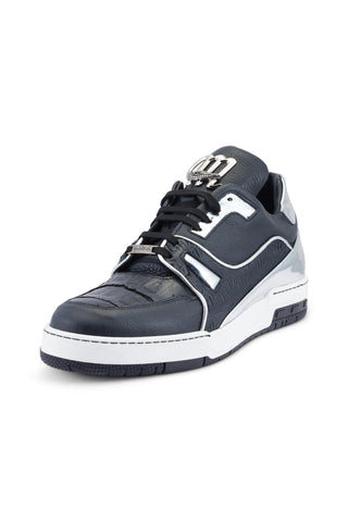 Mauri Hoodlum 8433 Black & Silver Exotic Crocodile / Calf-Skin Leather Casual Sneakers (MA5492)-AmbrogioShoes