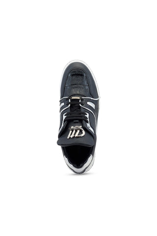 Mauri Hoodlum 8433 Black & Silver Exotic Crocodile / Calf-Skin Leather Casual Sneakers (MA5492)-AmbrogioShoes