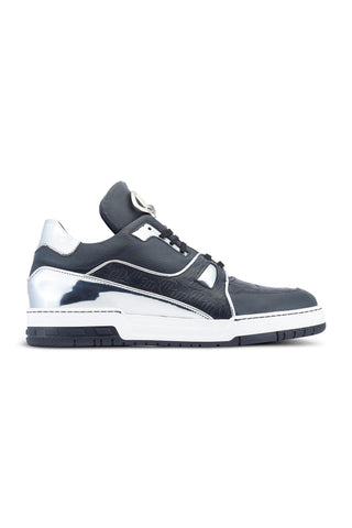 Mauri Hoodlum 8433 Black & Silver Exotic Crocodile / Calf-Skin Leather Casual Sneakers (MA5492)-AmbrogioShoes