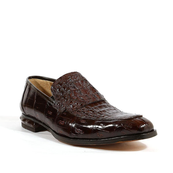 Mauri Italian Men's Shoes Sport Rust Romeo Hornback Caiman Crocodile Loafers 4615 (MA1110)(Special Order)-AmbrogioShoes