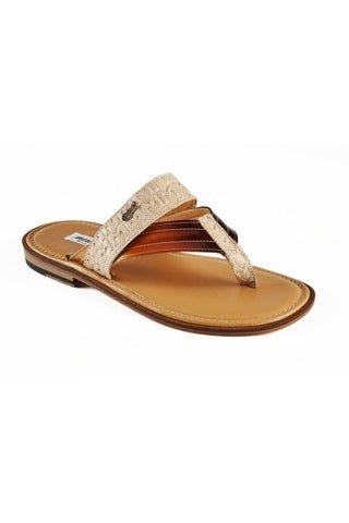 Mauri Karung Beige Snake-Skin Embossed / Calf-Skin Leather Sandals 1476-3 (MAO1001)-AmbrogioShoes