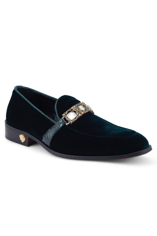 Mauri Lavish 4940/2 Alligator Skin & Velvet Slip-On Loafers (MA5471)