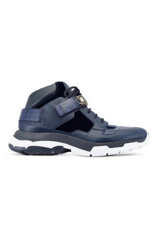 Mauri Luxury 8491 Exotic Crocodile / Velvet / Calf-Skin Leather Casual High-Top Sneakers (MA5500)-AmbrogioShoes