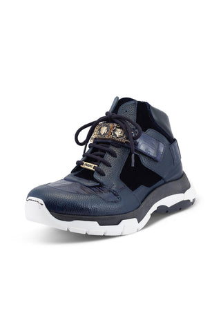 Mauri Luxury 8491 Exotic Crocodile / Velvet / Calf-Skin Leather Casual High-Top Sneakers (MA5500)-AmbrogioShoes