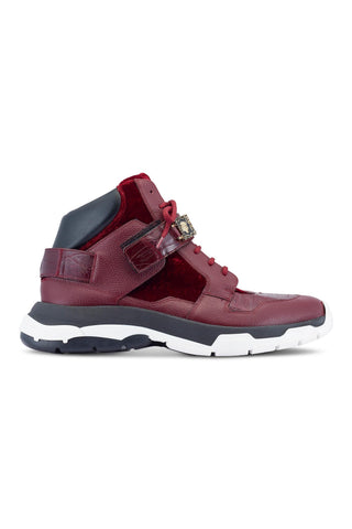 Mauri Luxury 8491 Exotic Crocodile / Velvet / Calf-Skin Leather Casual High-Top Sneakers (MA5500)-AmbrogioShoes