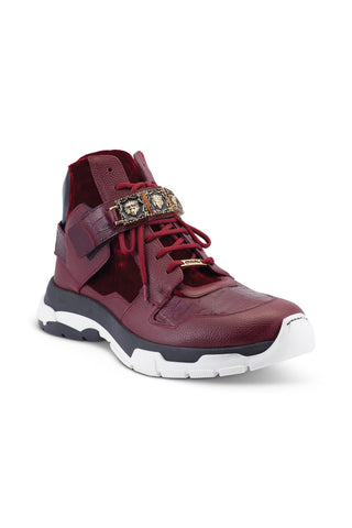 Mauri Luxury 8491 Exotic Crocodile / Velvet / Calf-Skin Leather Casual High-Top Sneakers (MA5500)-AmbrogioShoes