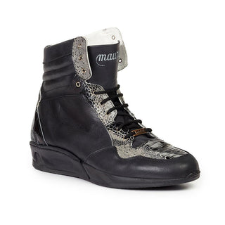 Mauri M727 Men's Core Collection Calf / Ostrich Python Black Sneakers (MA3029) (Special Order)-AmbrogioShoes