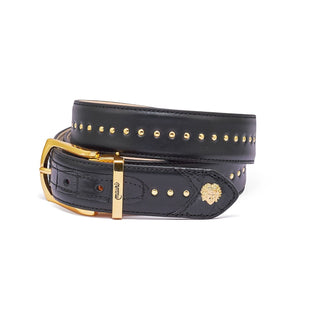 Mauri Men's Black Exotic Alligator / Calf-Skin Leather Belt (MAB1010) (Special Order)-AmbrogioShoes