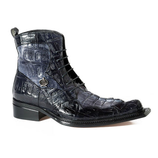 Mauri Men's Black & Grey Exotic Baby Caiman Crocodile Boots 42742 (MA4612)(Special Order)-AmbrogioShoes