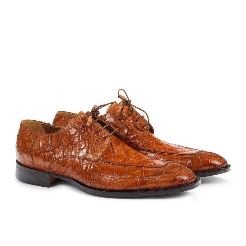 Mauri Men's Body Alligator Hand-painted Cognac Oxfords 1081 (MA4405)(Special Order)-AmbrogioShoes