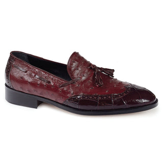 Mauri Men's Burgundy Alligator & Ostrich Loafers (MA4618) (Special Order)-AmbrogioShoes