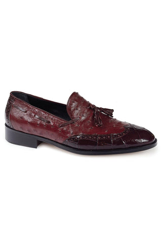 Mauri Men's Burgundy Alligator & Ostrich Loafers (MA4618) AmbrogioShoes Mauri Men's Burgundy Alligator & Ostrich Loafers (MA4618) AmbrogioShoes