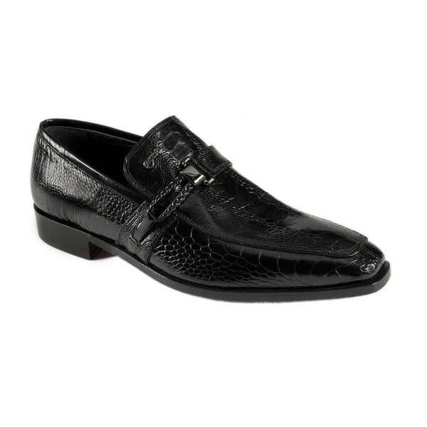Mauri Men's Shoes Black Exotic Ostrich Leg Split-Toe Monkstraps Loafers 2478-2 (MAO1019)-AmbrogioShoes