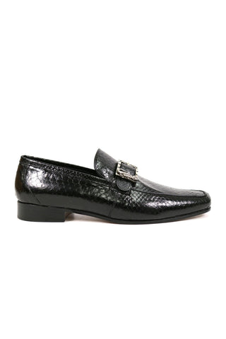 Mauri Men's Designer Shoes Black Exotic Snake-Skin Loafers 4925 (MAO1017) (Made to Order)-AmbrogioShoes