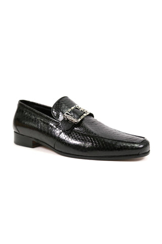 Mauri Men's Designer Shoes Black Exotic Snake-Skin Loafers 4925 (MAO1017) (Made to Order)-AmbrogioShoes