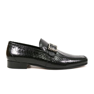 Mauri Men's Designer Shoes Black Exotic Snake-Skin Loafers 4925 (MAO1017) (Special Order)-AmbrogioShoes