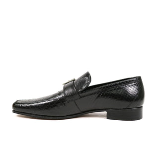 Mauri Men's Designer Shoes Black Exotic Snake-Skin Loafers 4925 (MAO1017) (Special Order)-AmbrogioShoes