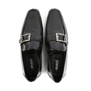 Mauri Men's Designer Shoes Black Exotic Snake-Skin Loafers 4925 (MAO1017) (Special Order)-AmbrogioShoes