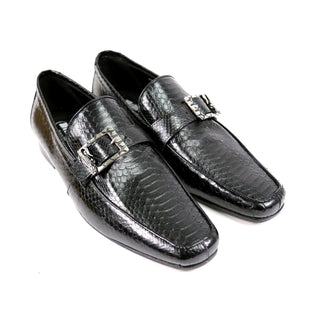 Mauri Men's Designer Shoes Black Exotic Snake-Skin Loafers 4925 (MAO1017) (Special Order)-AmbrogioShoes