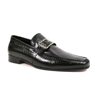 Mauri Men's Designer Shoes Black Exotic Snake-Skin Loafers 4925 (MAO1017) (Special Order)-AmbrogioShoes