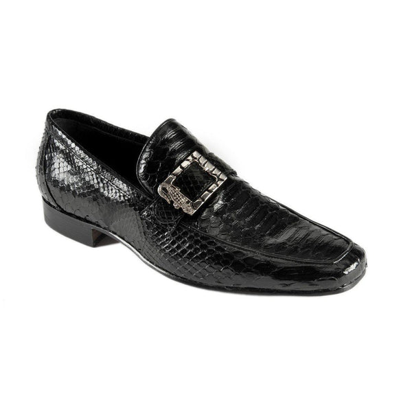 Mauri Men's Shoes Black Exotic Snake-Skin Loafers 4925 (MAO1017)-AmbrogioShoes