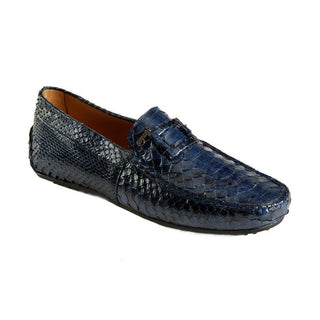 Mauri Men's Designer Shoes Blue Exotic Snake-Skin -Casual Moccasins 3405 (MAO1041) (Made to Order)-AmbrogioShoes