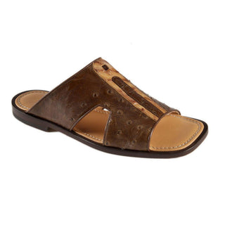 Mauri Men's Designer Shoes Brown Ostrich-Skin Sandals 1483-7 (MAO1002) (Special Order)-AmbrogioShoes